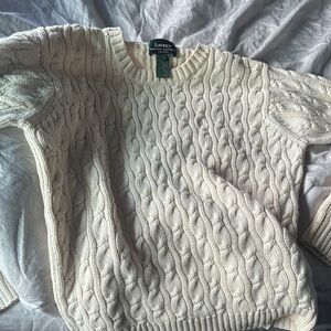 Ralph Lauren Ivory Cable Knit Sweater classic